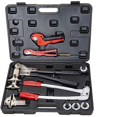 Manual installation kit for axial fittings and PEX pipes
