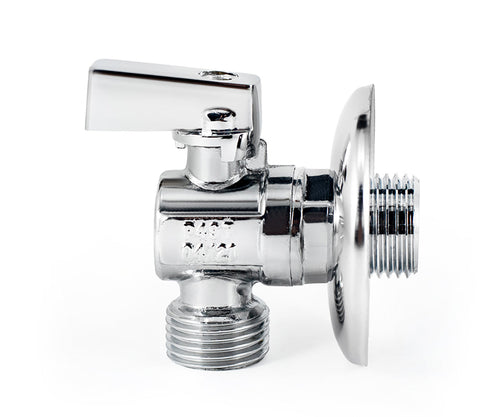 Angle ball valve, chrome-plated, metal handle — view 2