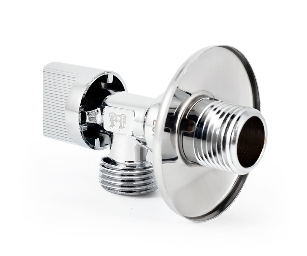 Angle valve, chrome-plated, metal handle — view 3
