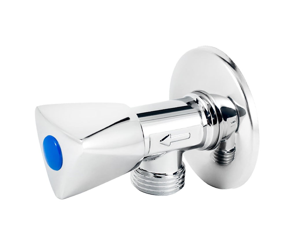 Angle valve, chrome-plated, metal handle — view 1