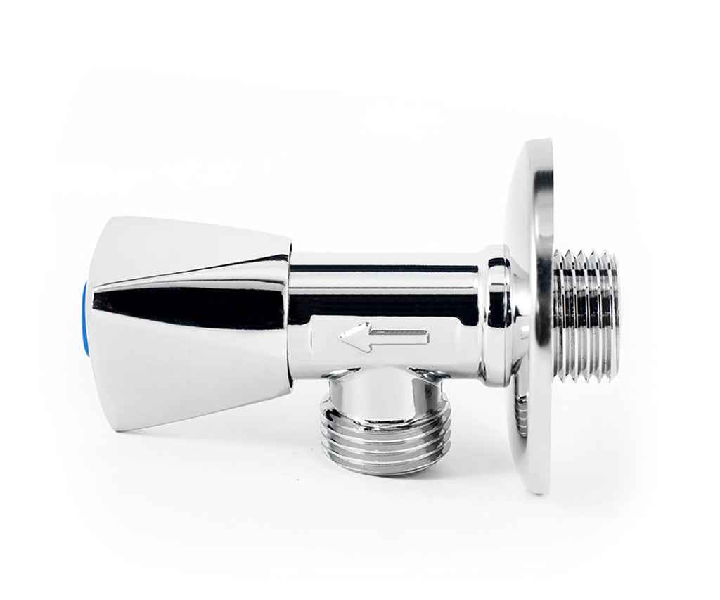 Angle valve, chrome-plated, metal handle — view 2