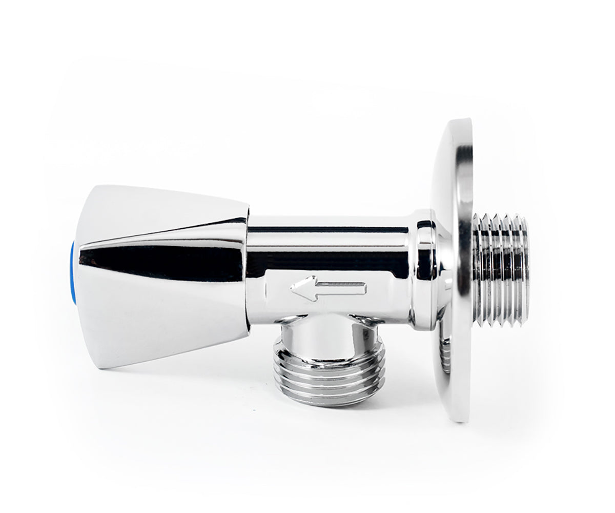 Angle valve, chrome-plated, metal handle — view 2