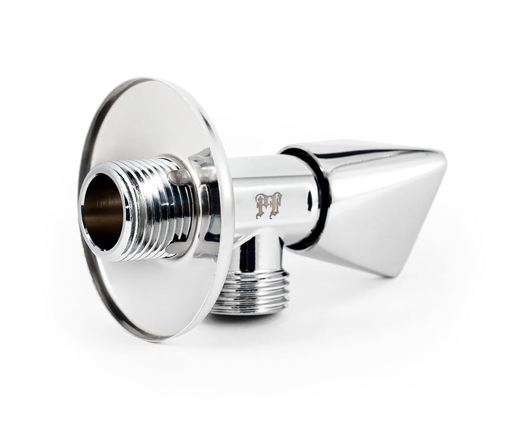 Angle valve, chrome-plated, metal handle — view 4