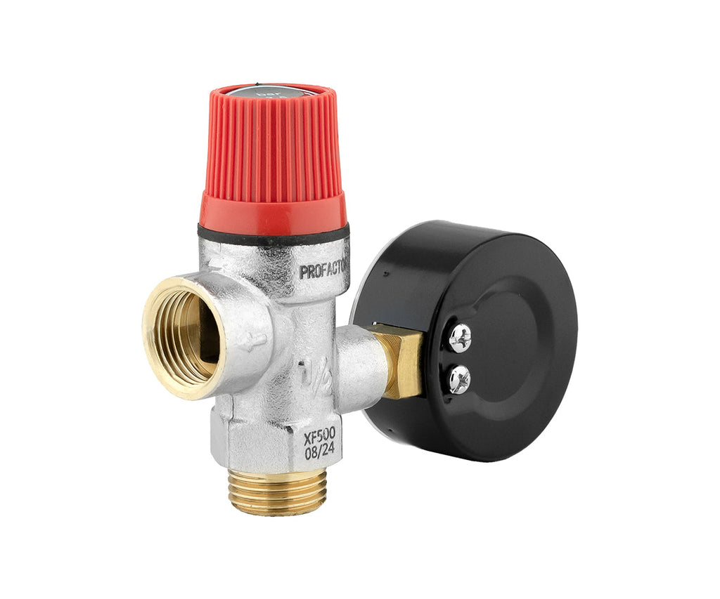 Safety valve M/F with 1/4" pressure gauge — PF_BS_577-2.5_4