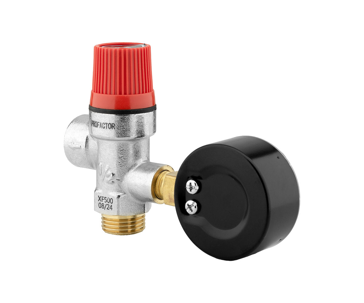Safety valve M/F with 1/4" pressure gauge — PF_BS_577-2.5_5