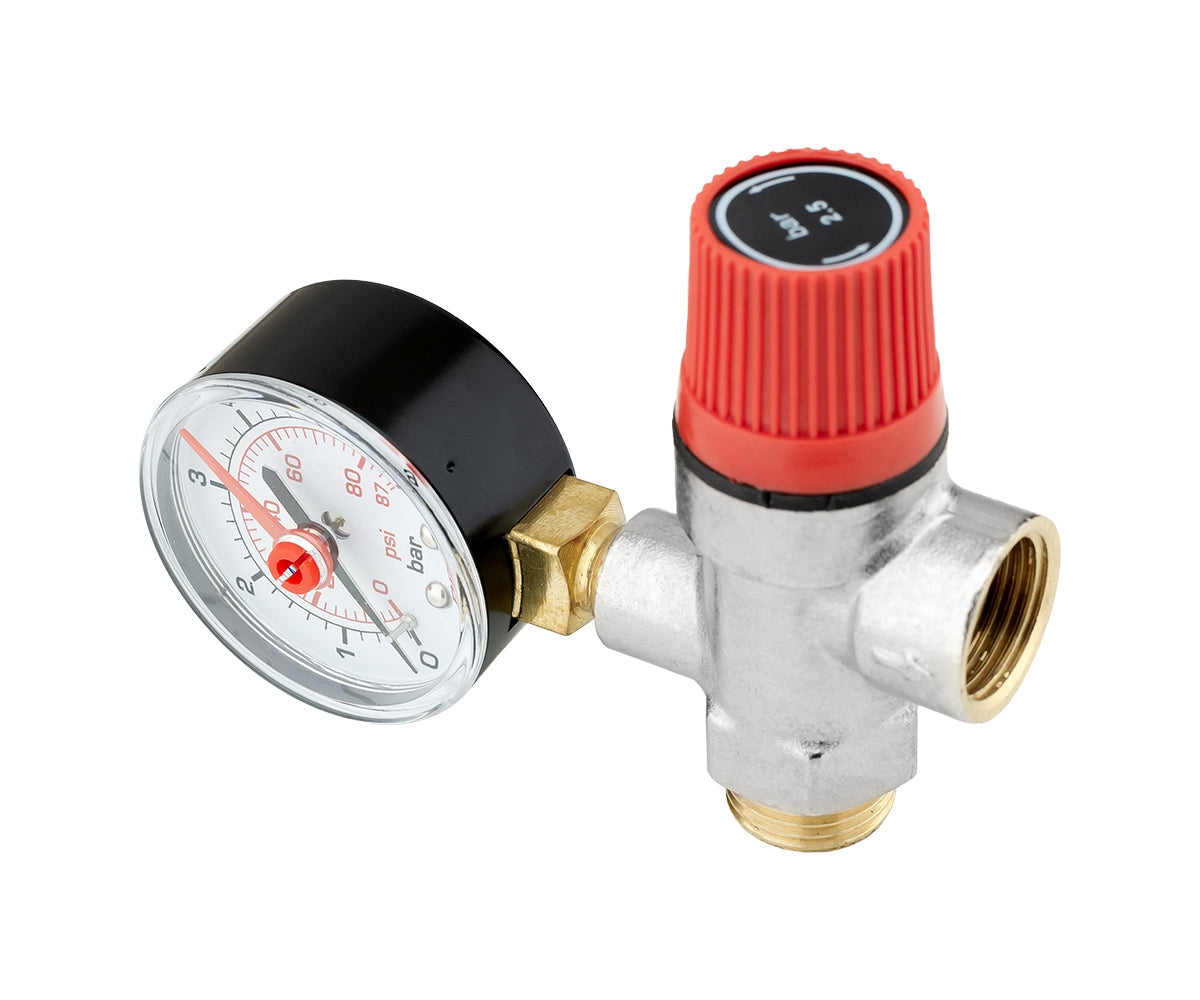 Safety valve M/F with 1/4" pressure gauge — PF_BS_577-2.5_6