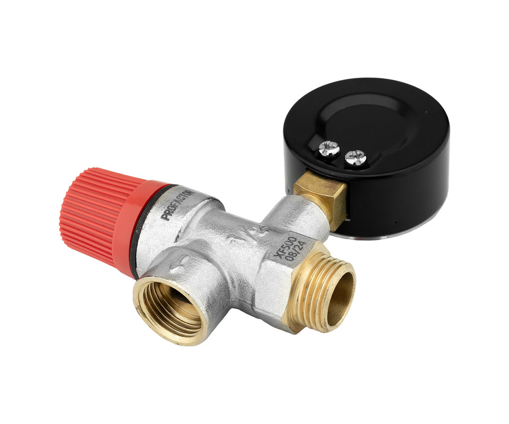 Safety valve M/F with 1/4" pressure gauge — PF_BS_577-2.5_7