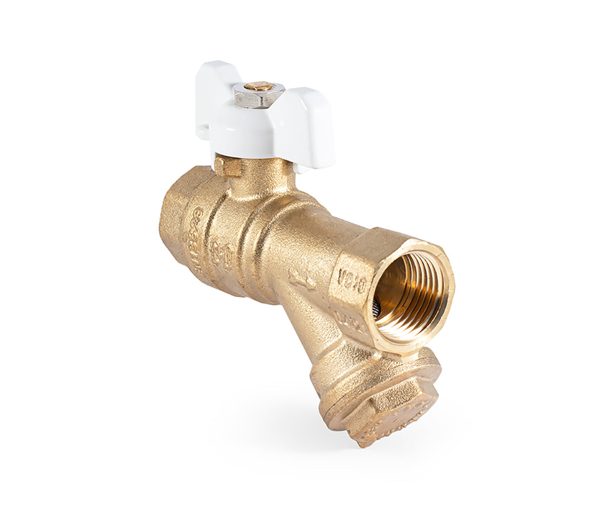 Ball valve with filter, butterfly handle — view 3