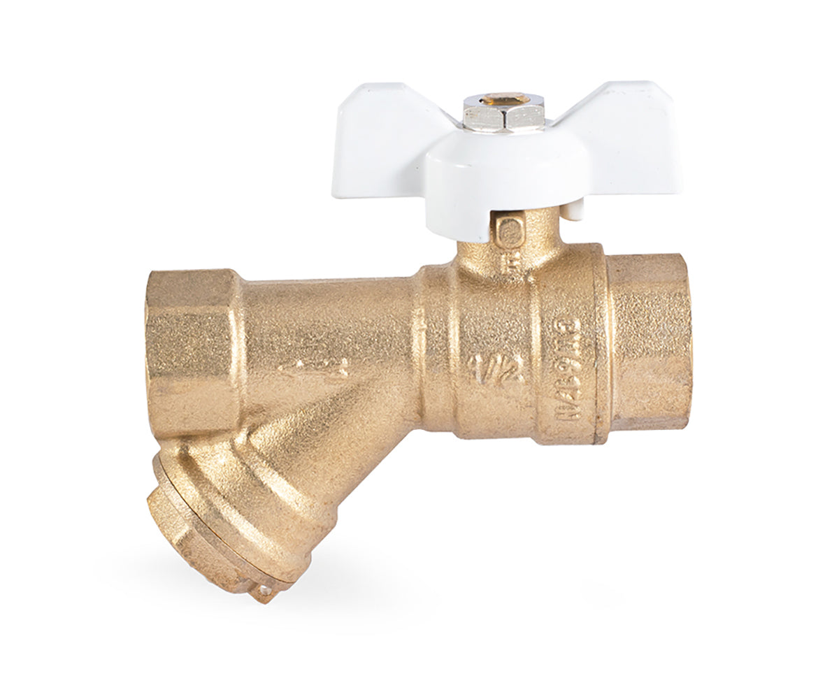 Ball valve with filter, butterfly handle — view 5