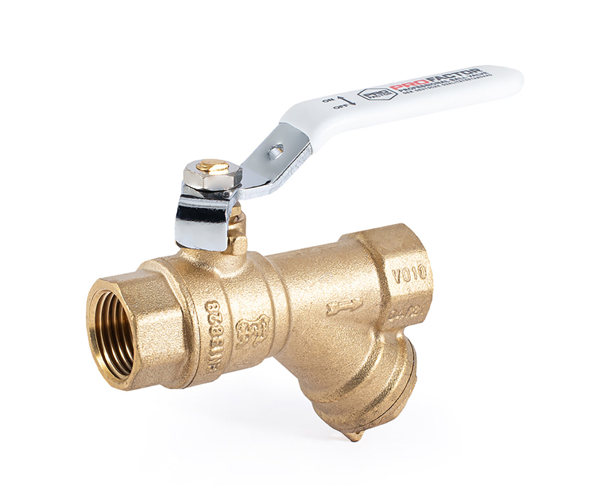 Ball valve with filter, lever handle — view 1
