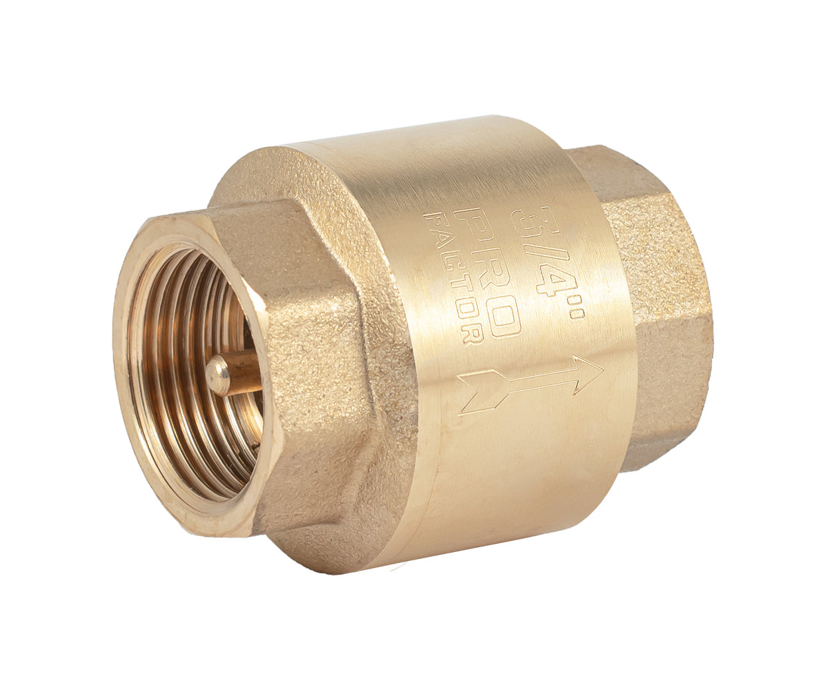 Spring-loaded axial check valve with brass mechanism — PF CV 241, ракурс 1