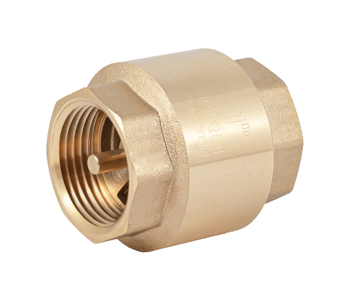Spring-loaded axial check valve with brass mechanism — PF CV 242, ракурс 1