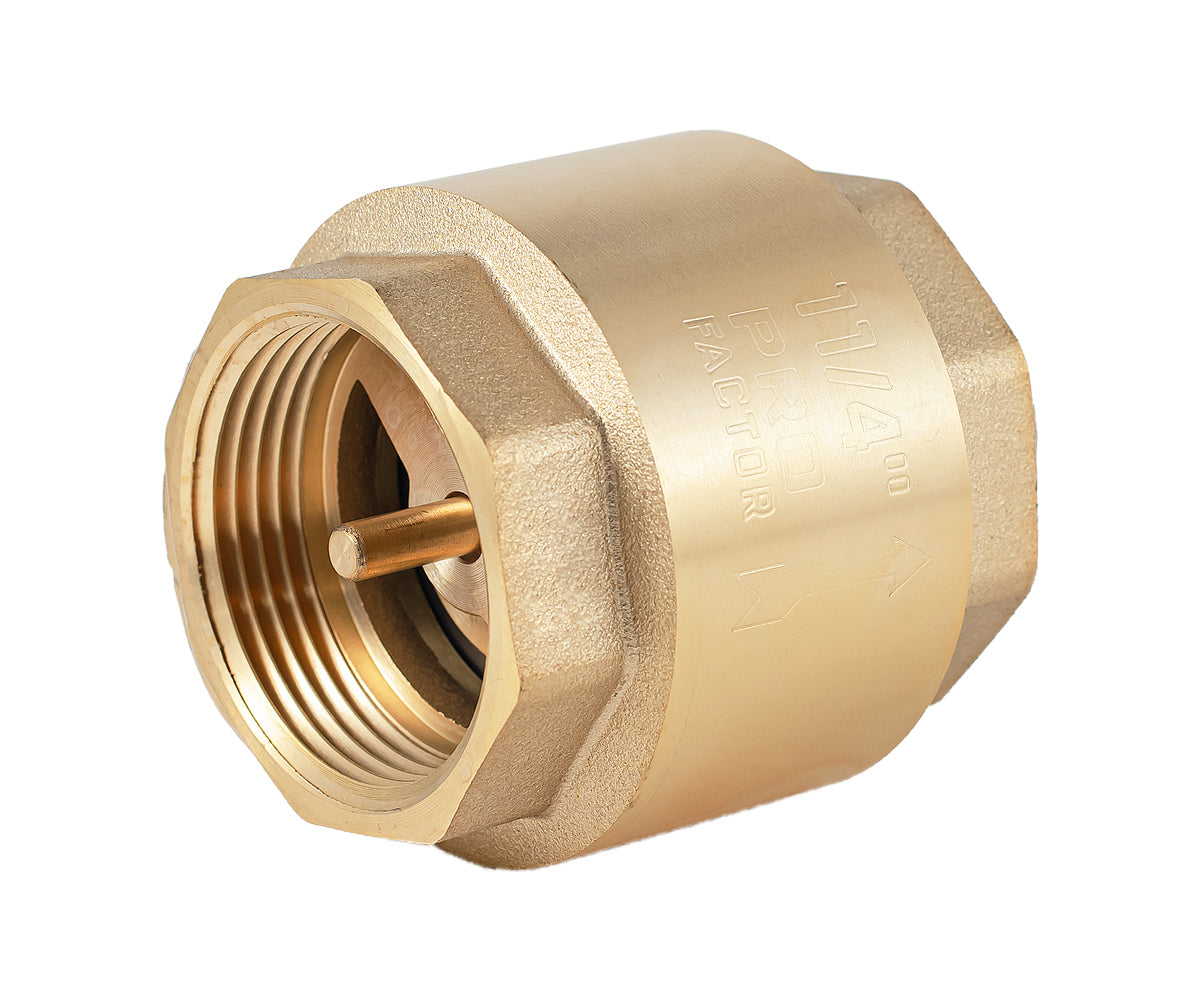 Spring-loaded axial check valve with brass mechanism — PF CV 243, ракурс 1
