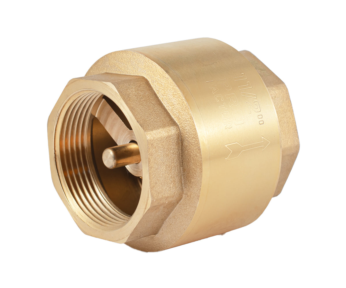 Spring-loaded axial check valve with brass mechanism — PF CV 244, ракурс 1