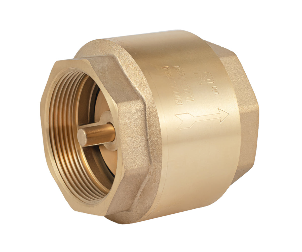 Spring-loaded axial check valve with brass mechanism — PF CV 245, ракурс 1