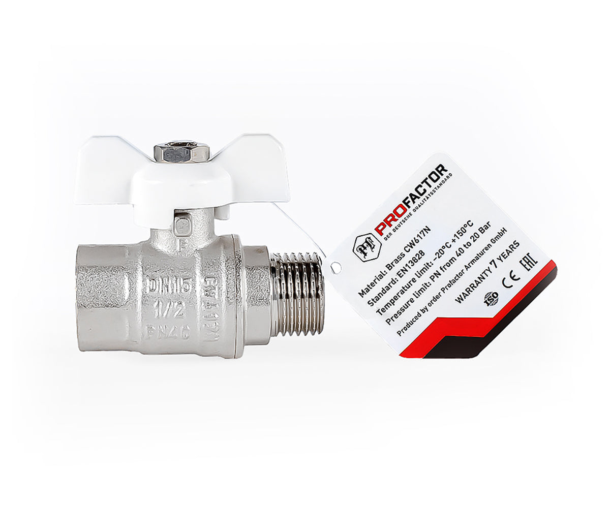 Ball valve «STANDARD», F/M, butterfly handle — DN 15 / ½", view 3