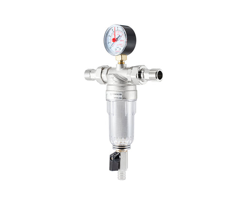 Backwash filter with pressure gauge and transparent bowl — view 1