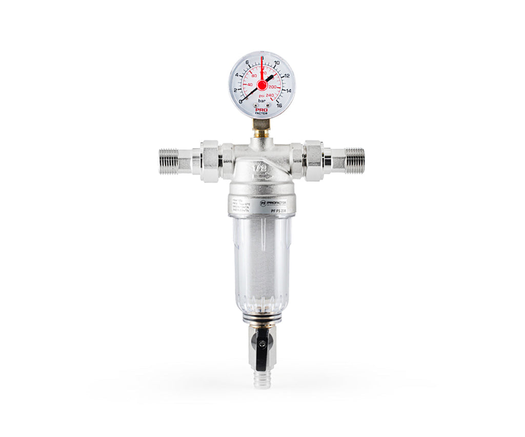 Backwash filter with pressure gauge and transparent bowl — view 2