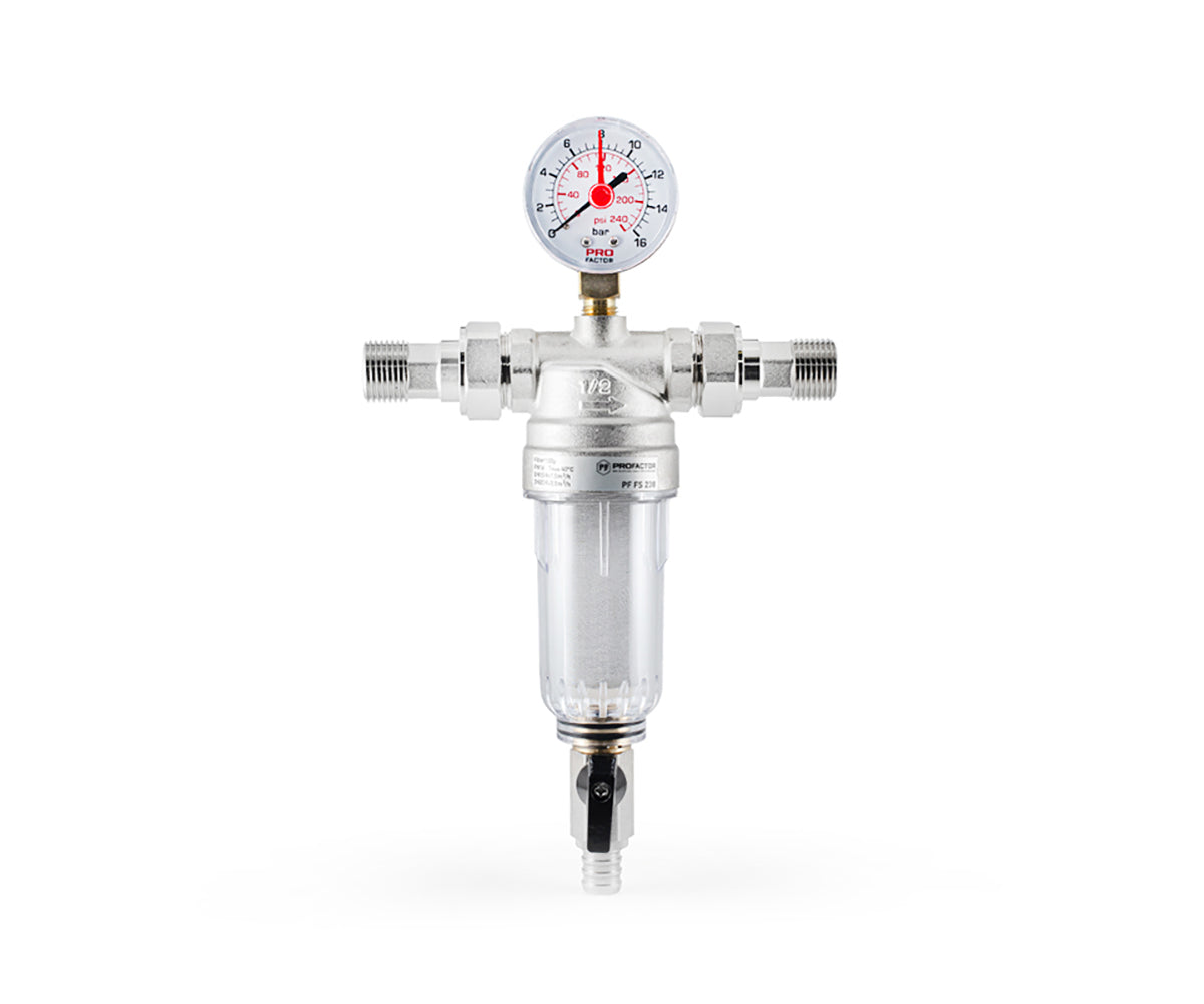 Backwash filter with pressure gauge and transparent bowl — view 2