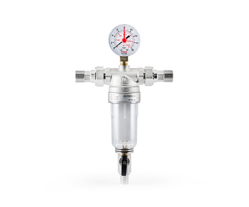 Backwash filter with pressure gauge and transparent bowl — view 2