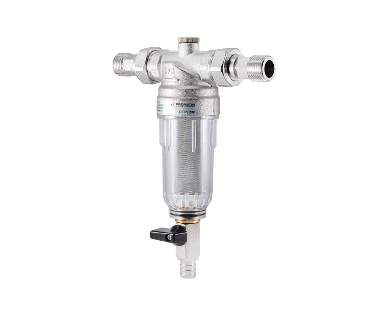 Backwash filter with transparent bowl for cold water — view 1