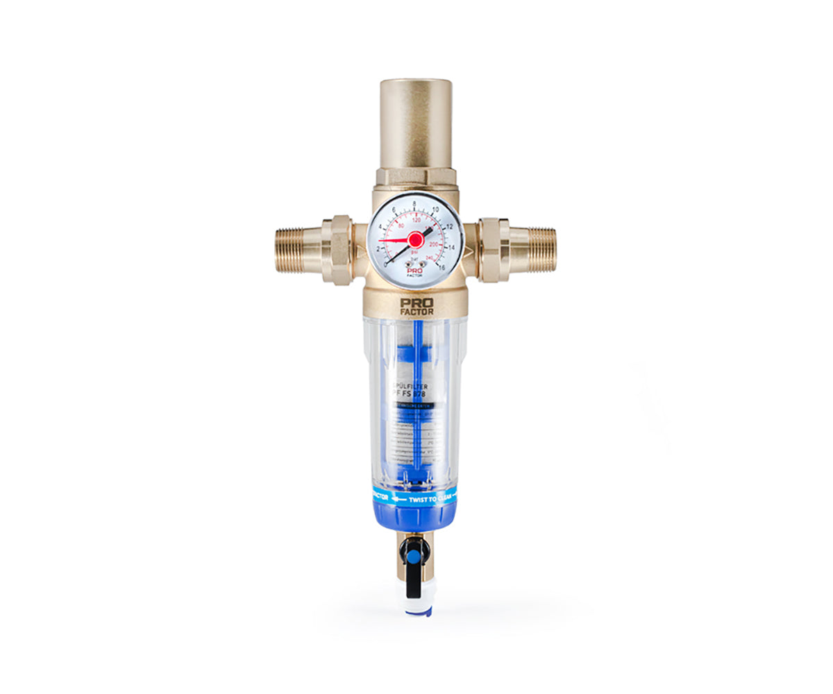 TWIST TO CLEAN filter with water hammer protection and pressure gauge — view 2