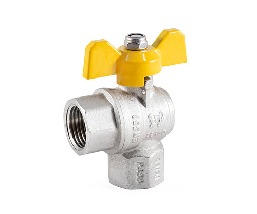 Angle Gas ball valve, F/F, butterfly handle — view 1