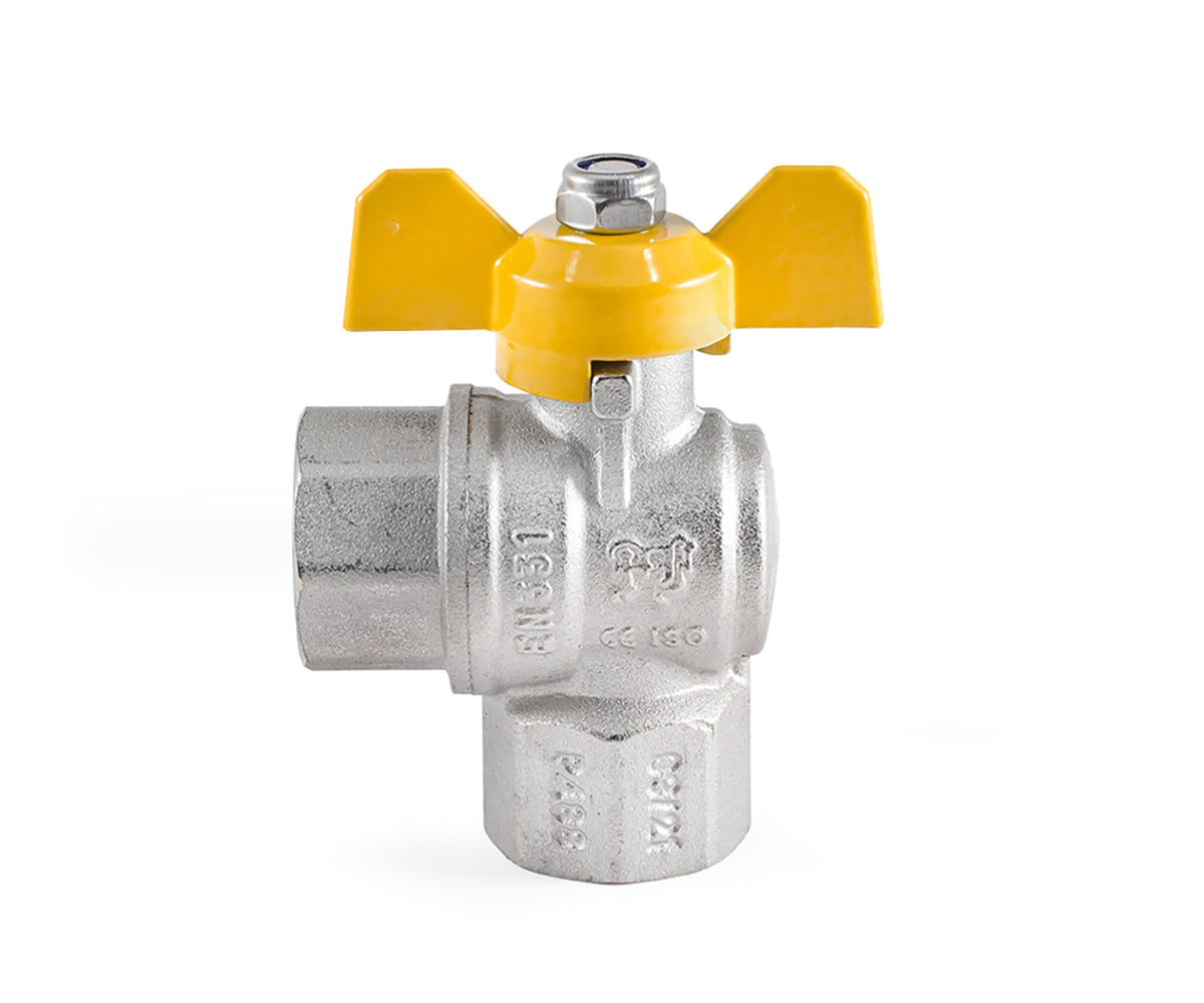 Angle Gas ball valve, F/F, butterfly handle — view 2