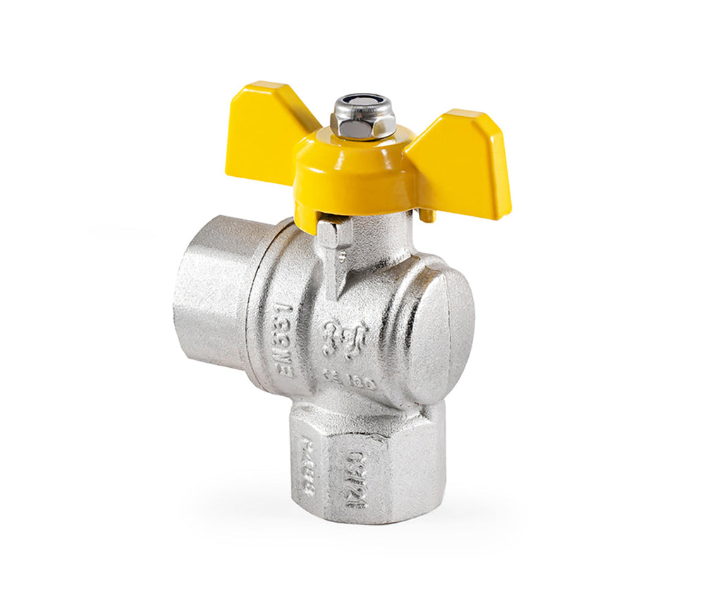 Angle Gas ball valve, F/F, butterfly handle — view 3