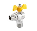 Angle Gas ball valve, M/M, butterfly handle — view 1