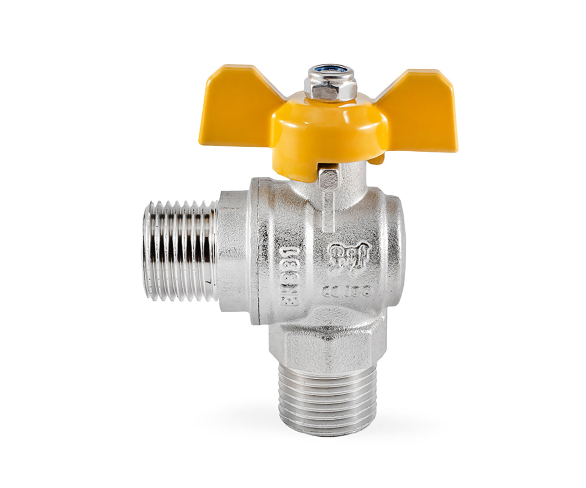 Angle Gas ball valve, M/M, butterfly handle — view 2