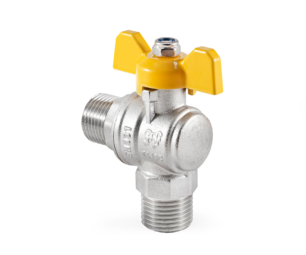 Angle Gas ball valve, M/M, butterfly handle — view 3