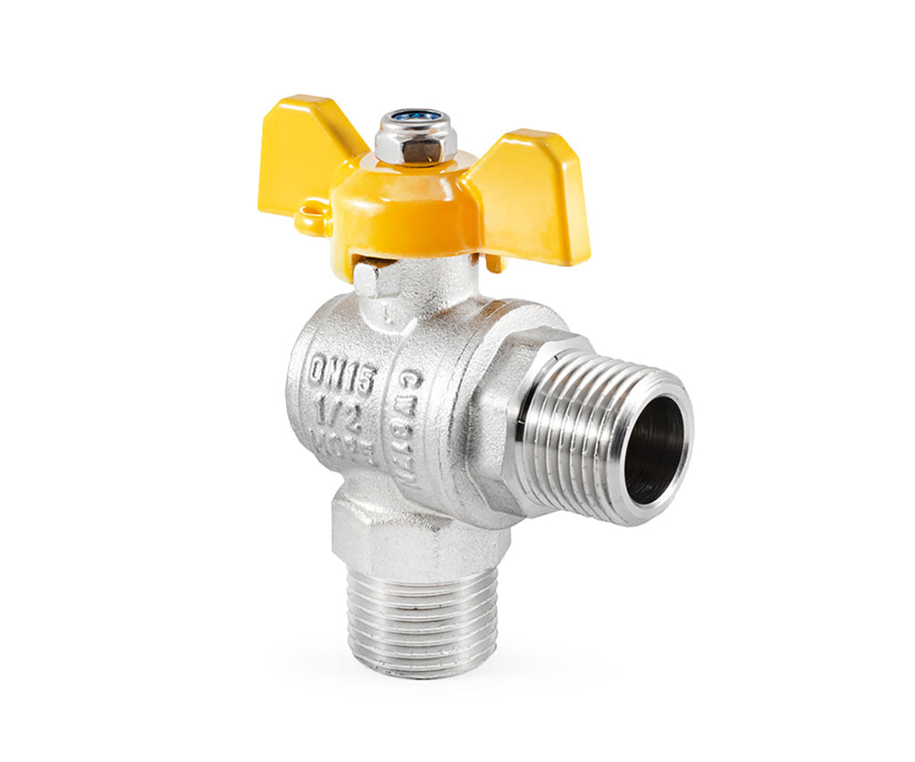 Angle Gas ball valve, M/M, butterfly handle — view 6