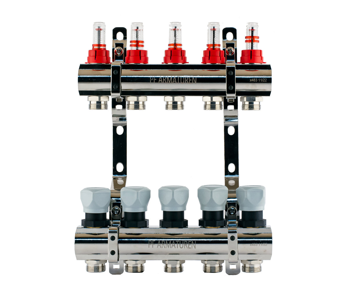Manifold group with flow meters and thermostatic valves — PF MB 800.5, ракурс 1