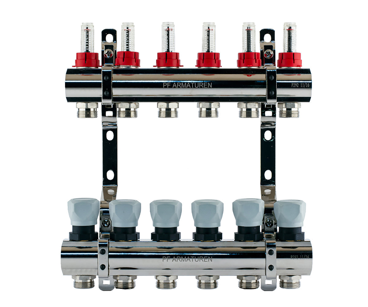 Manifold group with flow meters and thermostatic valves — PF MB 800.6