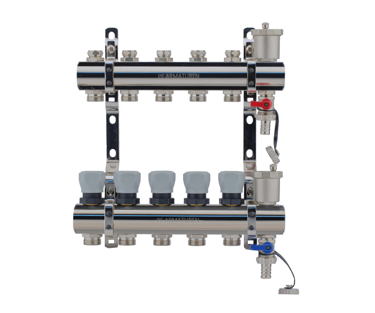 Manifold group with preset and thermostatic valves, drain cocks and air vents — PF MB 804.5, ракурс 1