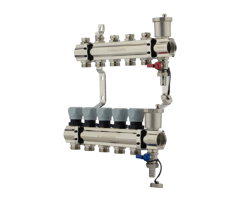 Manifold group with preset and thermostatic valves, drain cocks and air vents — PF MB 804.5, ракурс 2