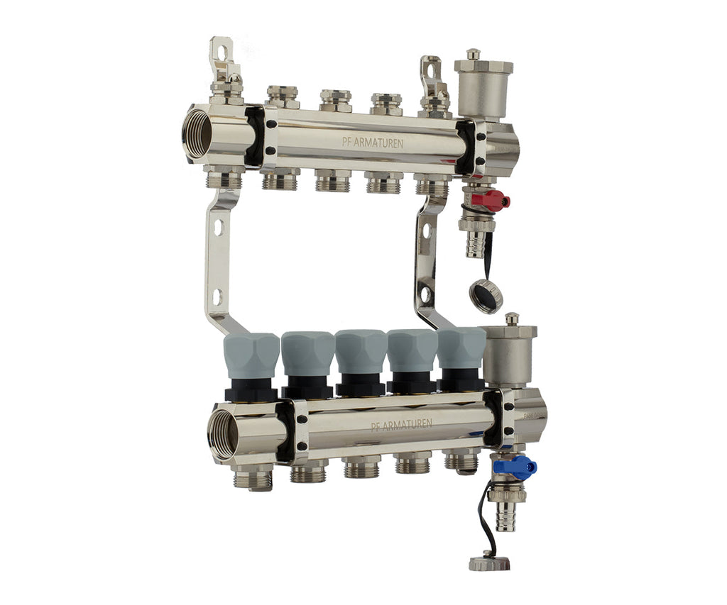 Manifold group with preset and thermostatic valves, drain cocks and air vents — PF MB 804.5, ракурс 3