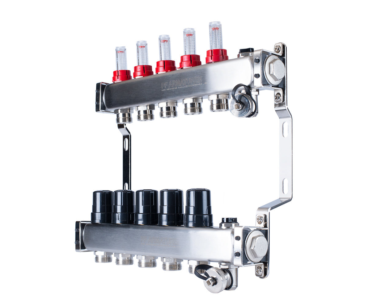 Manifold group with flow meters, thermostatic valves, drain valves and air vents — PF MB 806.5, ракурс 2