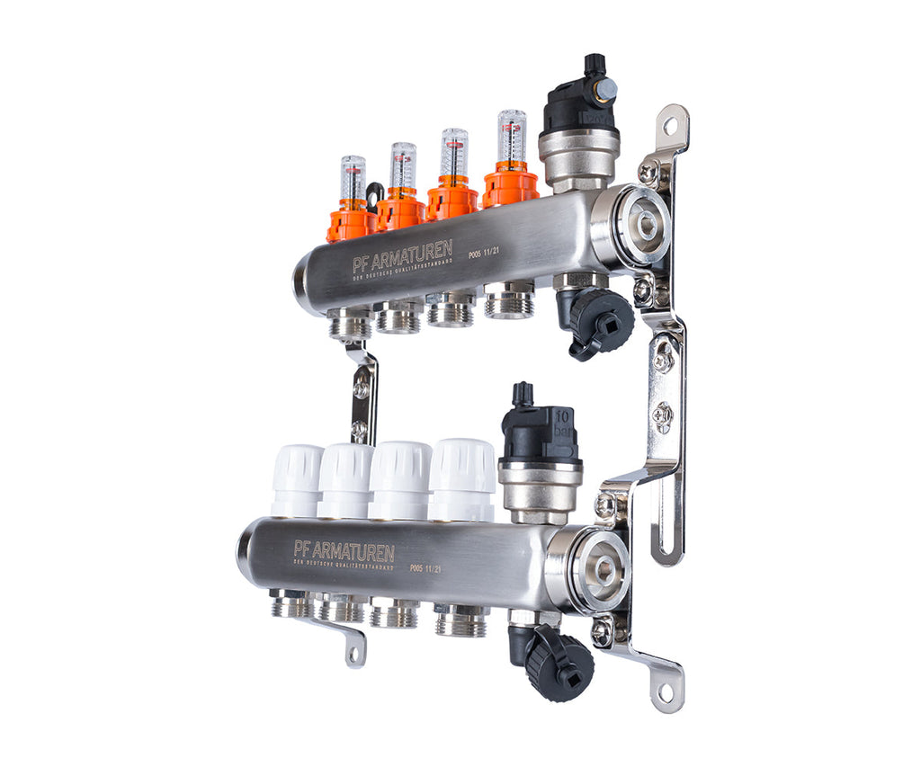 Stainless-steel manifold group with thermostatic valves and flow meters — PF MB 807.4, ракурс 2