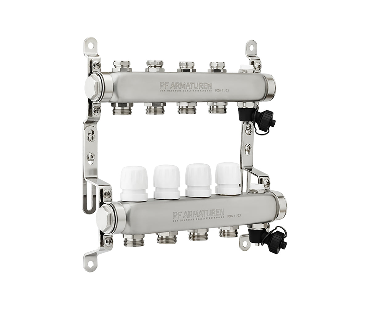 Manifold group with preset and thermostatic valves, drain valves and air vents — PF MB 808.4, ракурс 1