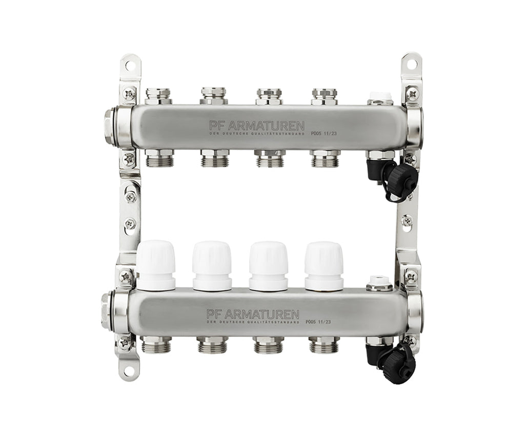 Manifold group with preset and thermostatic valves, drain valves and air vents — PF MB 808.4, ракурс 2