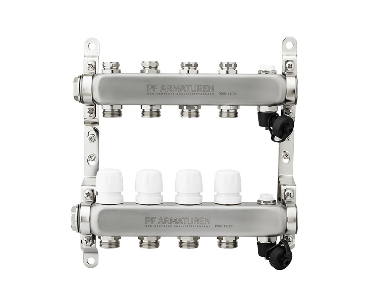Manifold group with preset and thermostatic valves, drain valves and air vents — PF MB 808.4, ракурс 2