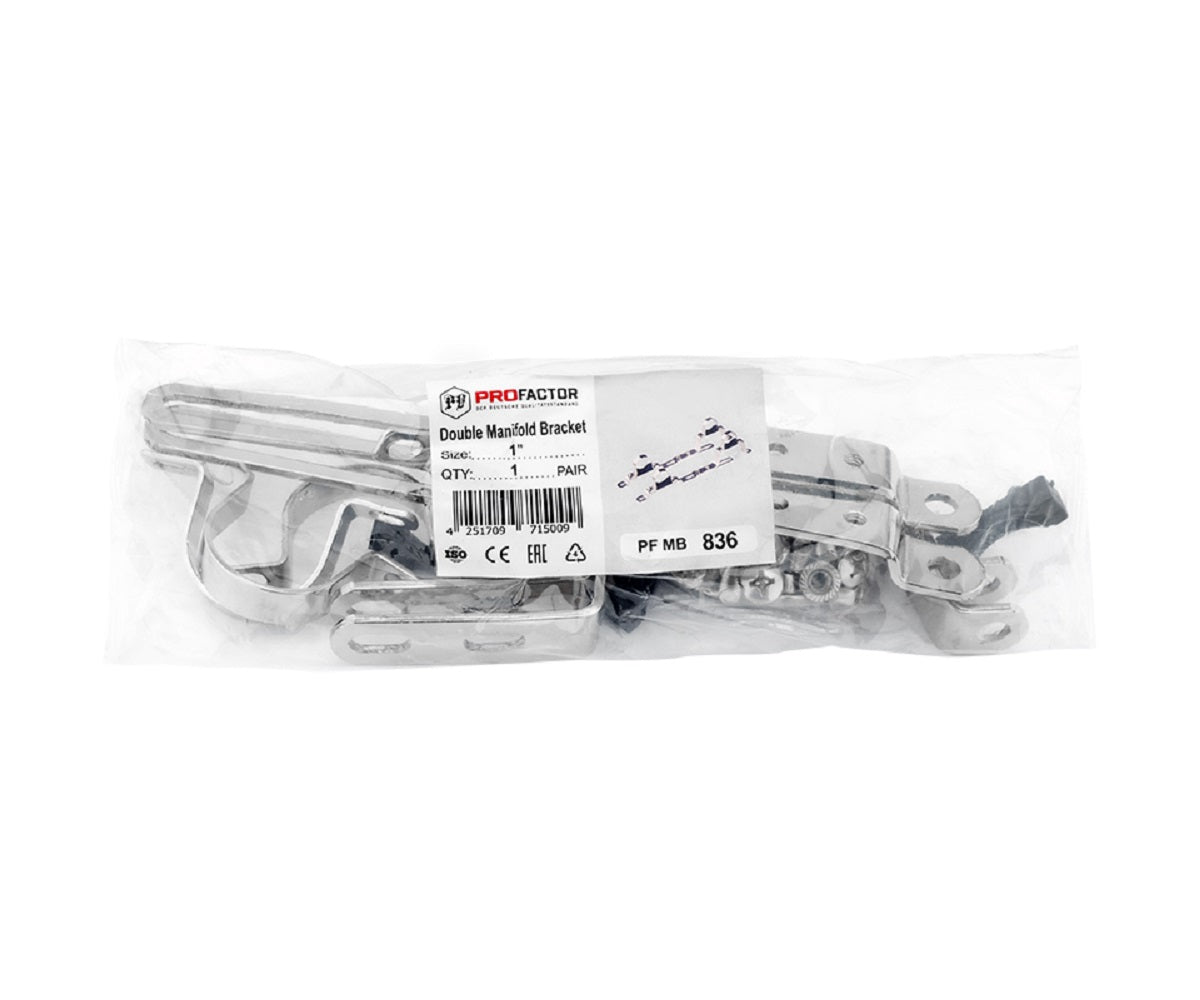 Double manifold mounting bracket (pair) — PF MB 836, packaging