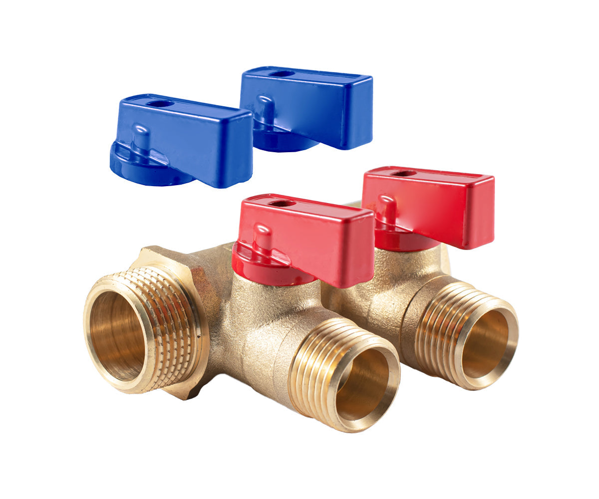 Manifold with ball valves, blue/red handles, F/M — PF MV 264.2