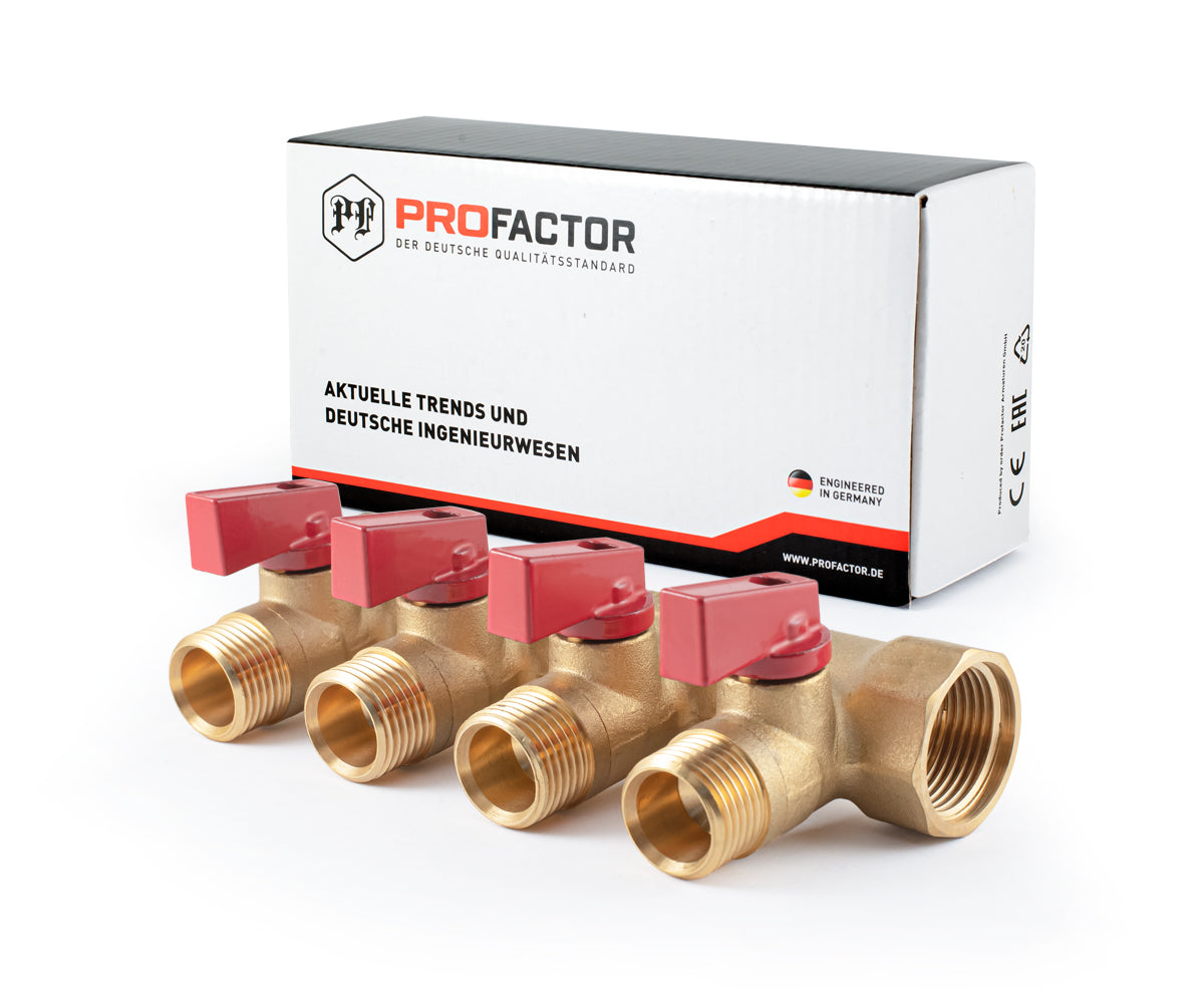 Manifold with ball valves, blue/red handles, F/M — PF MV 264.4, ракурс 10