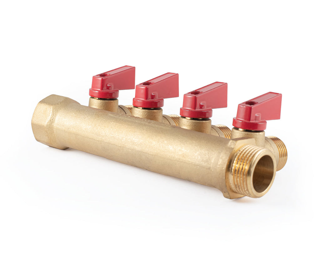 Manifold with ball valves, blue/red handles, F/M — PF MV 264.4, ракурс 7
