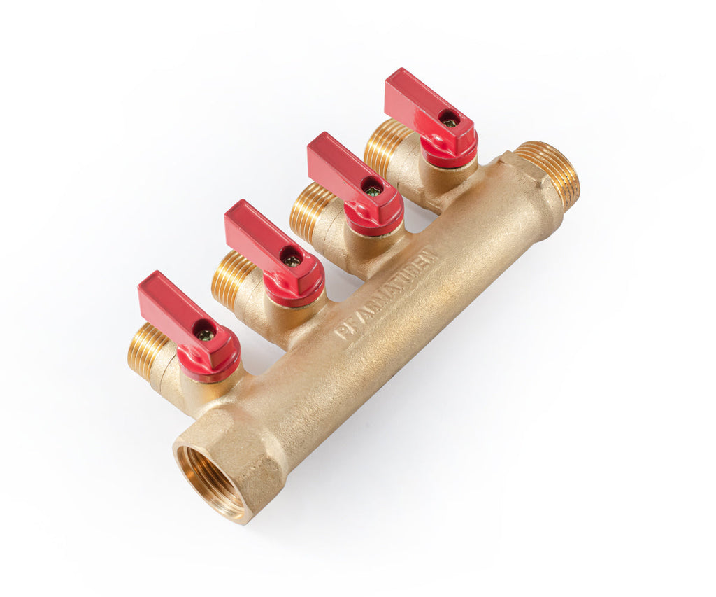 Manifold with ball valves, blue/red handles, F/M — PF MV 264.4, ракурс 9