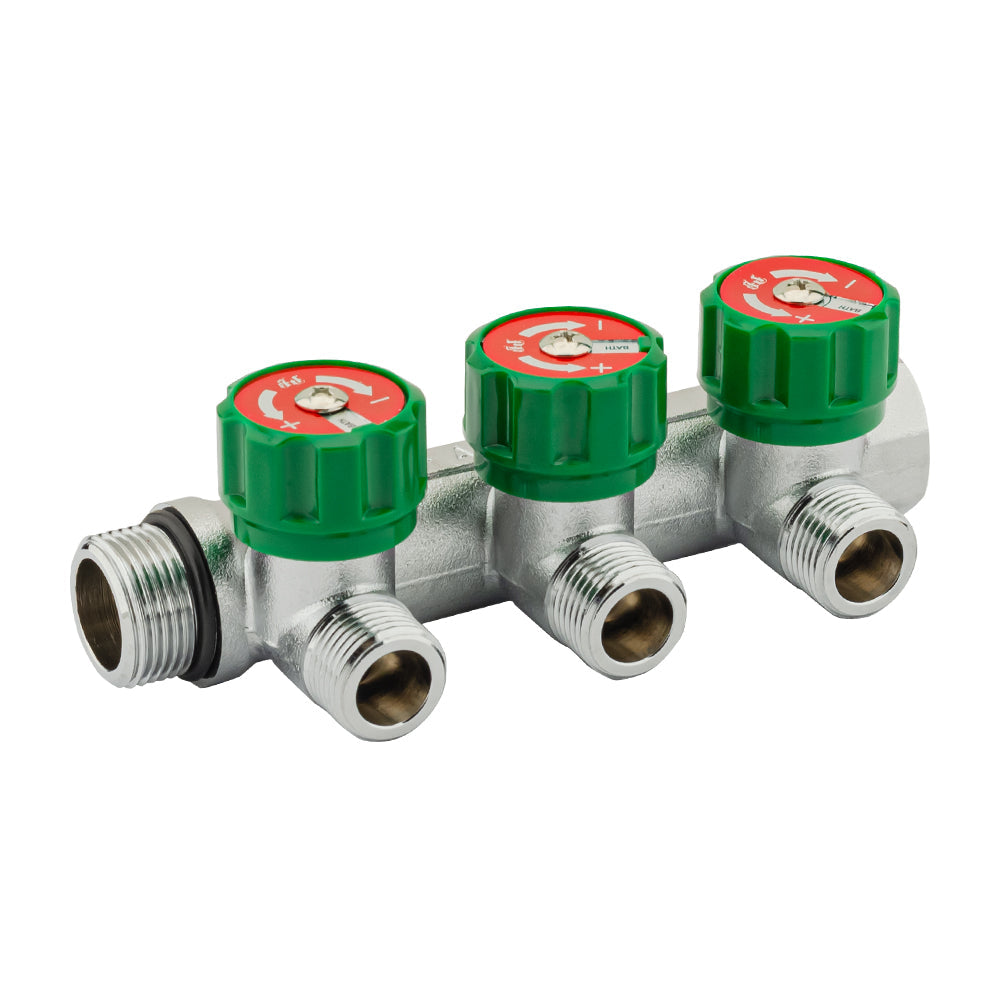 Chrome-plated manifold with regulating valves and outlets for flat gasket, F/M — PF MV 275.3, ракурс 1