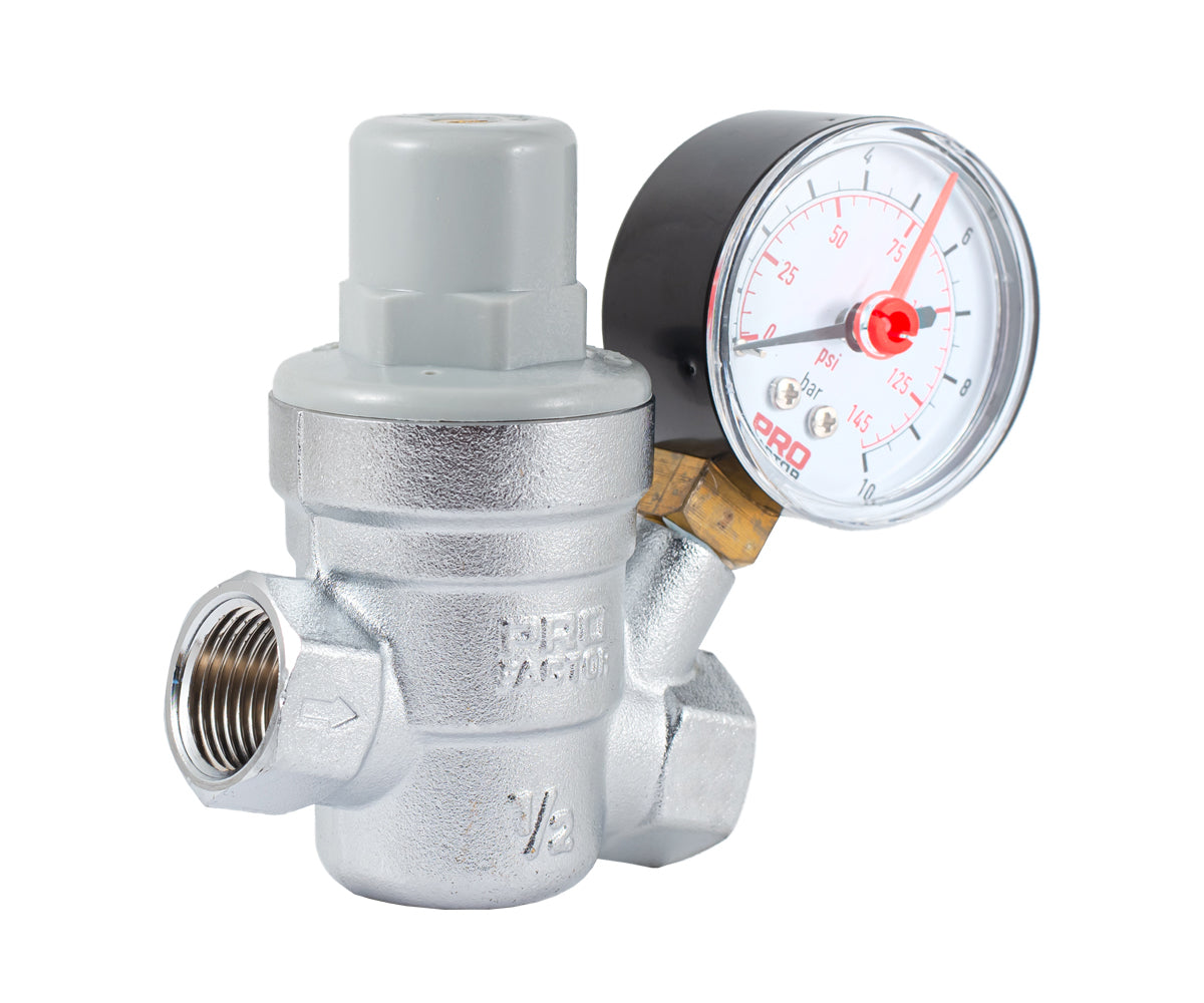 Diaphragm pressure reducing valve with 1/4" pressure gauge — PF PRV 253G, ракурс 1